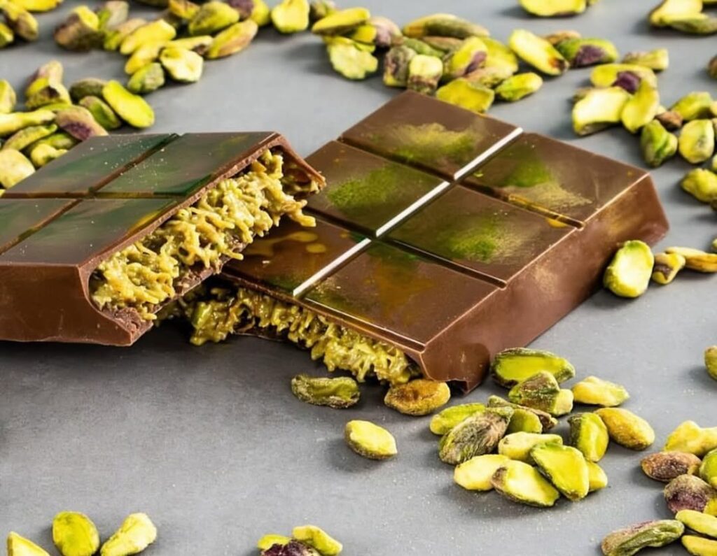 طرز تهیه شکلات دبی ترند با پسته و شعریه در خانه