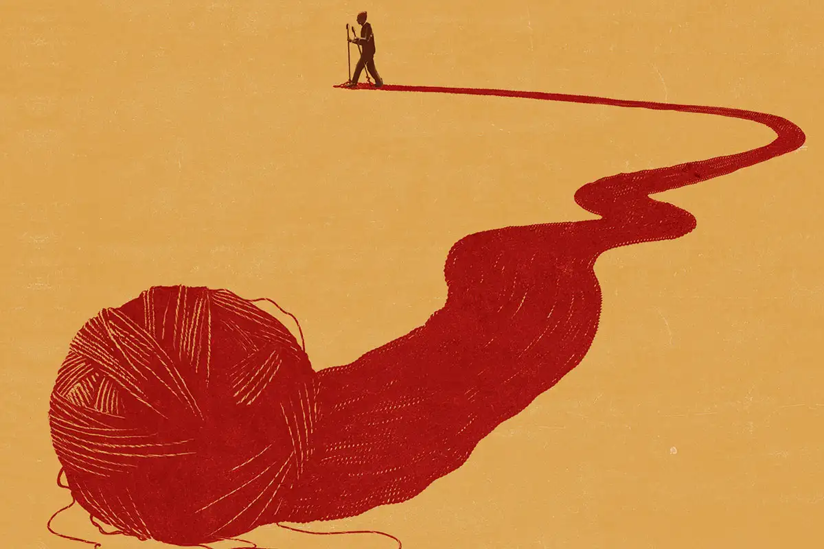 مقصد از خلقت انسان چیست؟_مجله رشد 24 مرد در انتهای کاموای قرمز باز شده