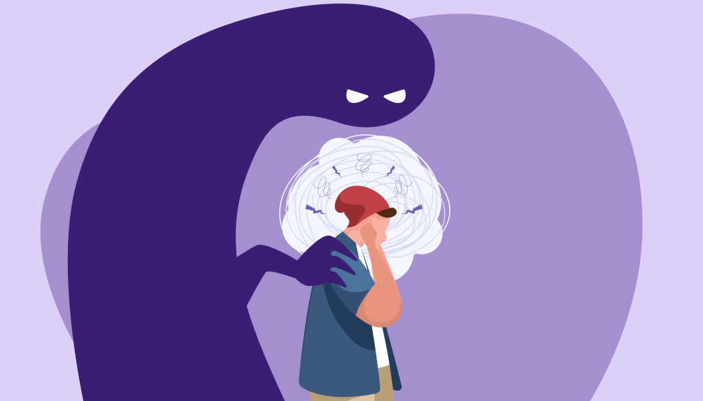 شبح ترسناک پشت سر مرد کارتونی